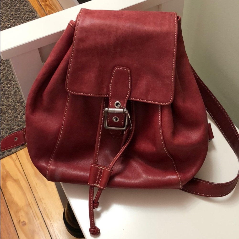 Coach backpack purse red leather